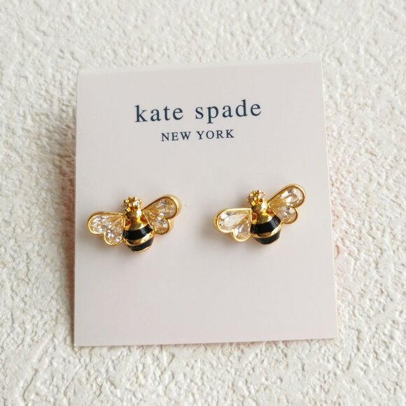 Kate Spade all abuzz stone bee Gold black stud earrings - Picture 1 of 3